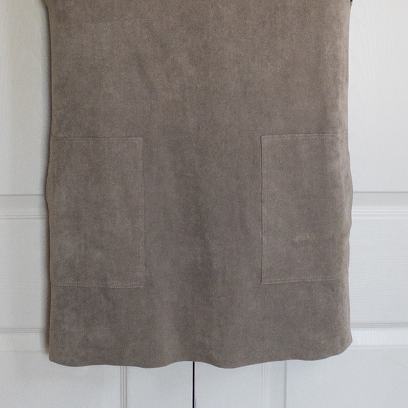 Wilfred Free Aritzia Faux Suede Nori Boxy Mini Dress Tunic Sleeveless Minimalist - Picture 4 of 10